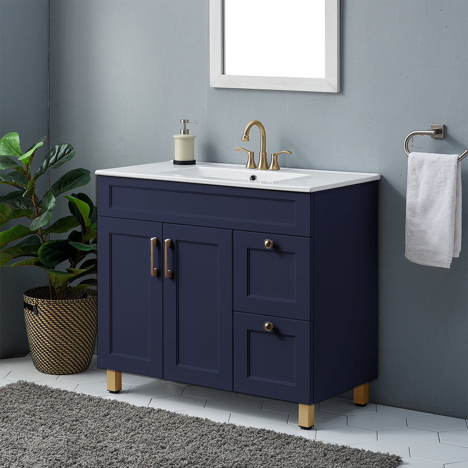 Mercer41 Taiquan 36" Modern Blue Free-standing Single Bathroom Vanity Set & Reviews | Wayfair